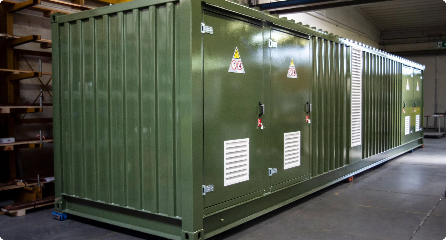 foto container shelter con colorazione verde